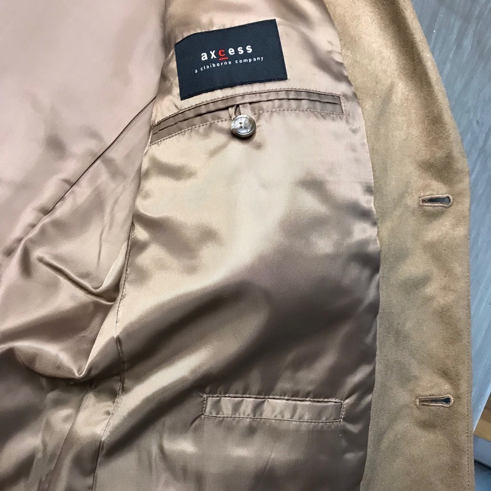 Axcess By Claiborne Tan Blazer Suede-feel Sz Large - Picture 4 of 5